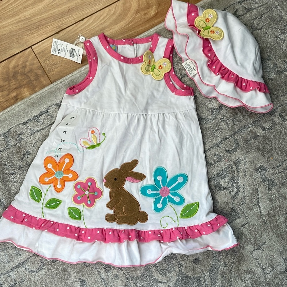 Cre8ions NWT 2T Easter dress and hat